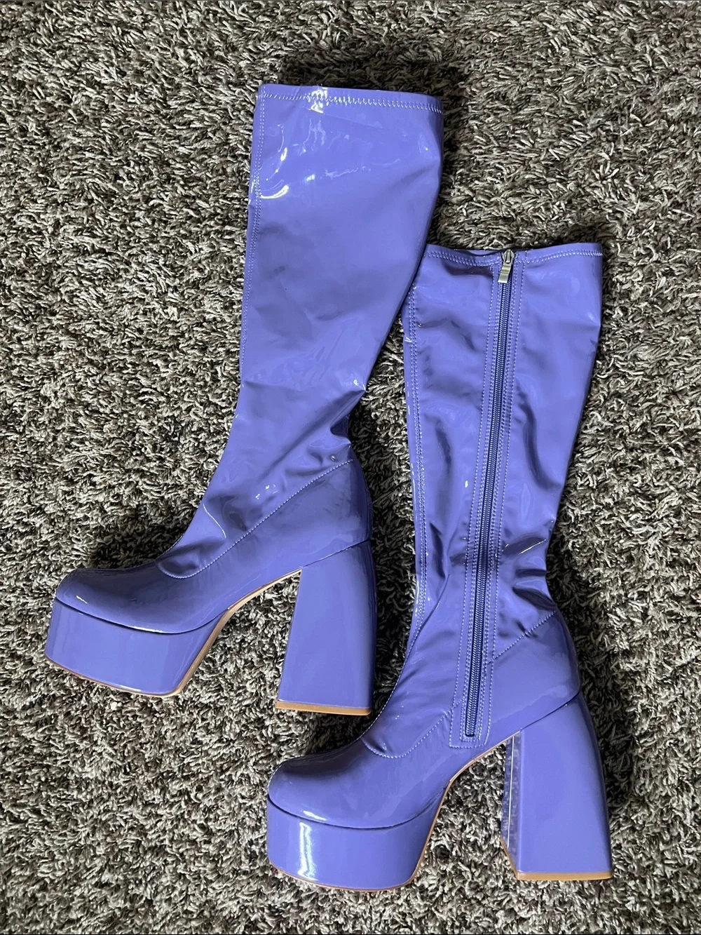 Purple Patent Platform Knee-High Boots